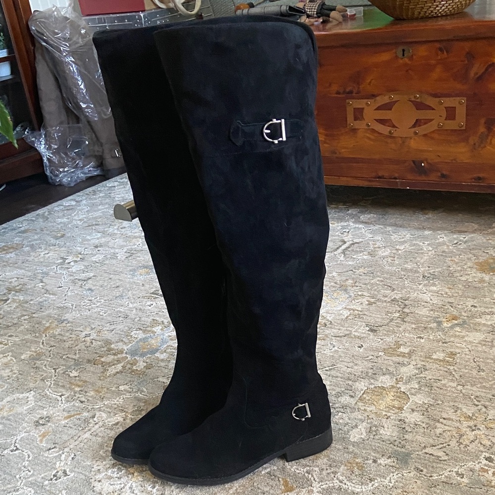 American Rag Black Suede Over the Knee Boots